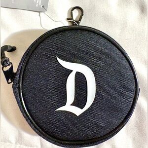 Disney Parks Disneyland Monogram Black Coin Purse Keychain Clip Zippered NWT